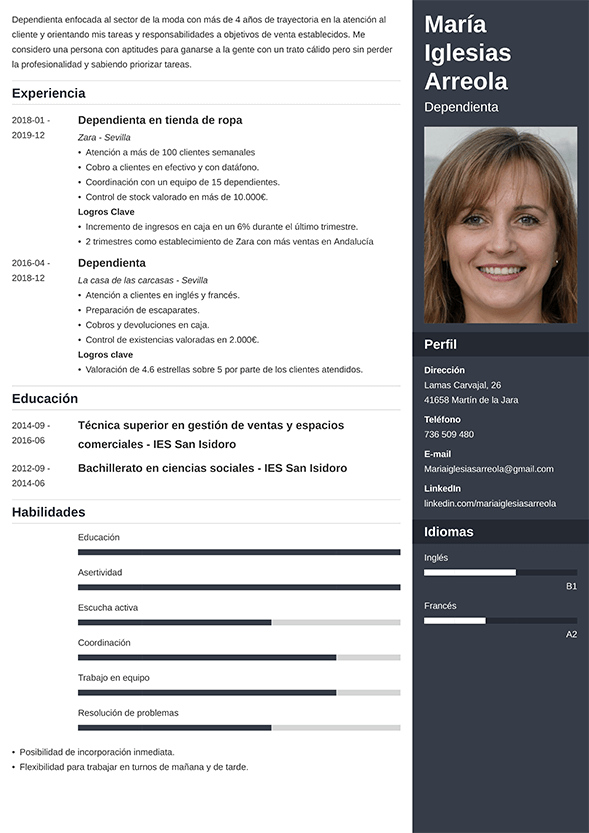 Ejemplos De Curriculum Vitae Hechos En Espa Ol 2024   Ejemplos De Curriculum Dependienta@1x 