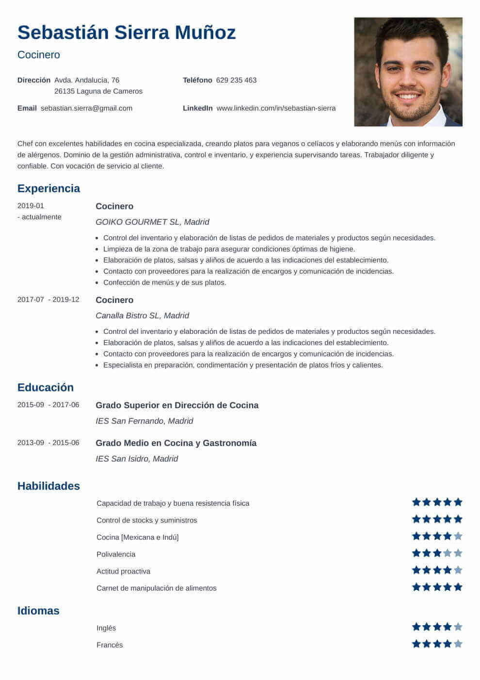 Ejemplos De Curriculum Vitae Hechos En Espa Ol