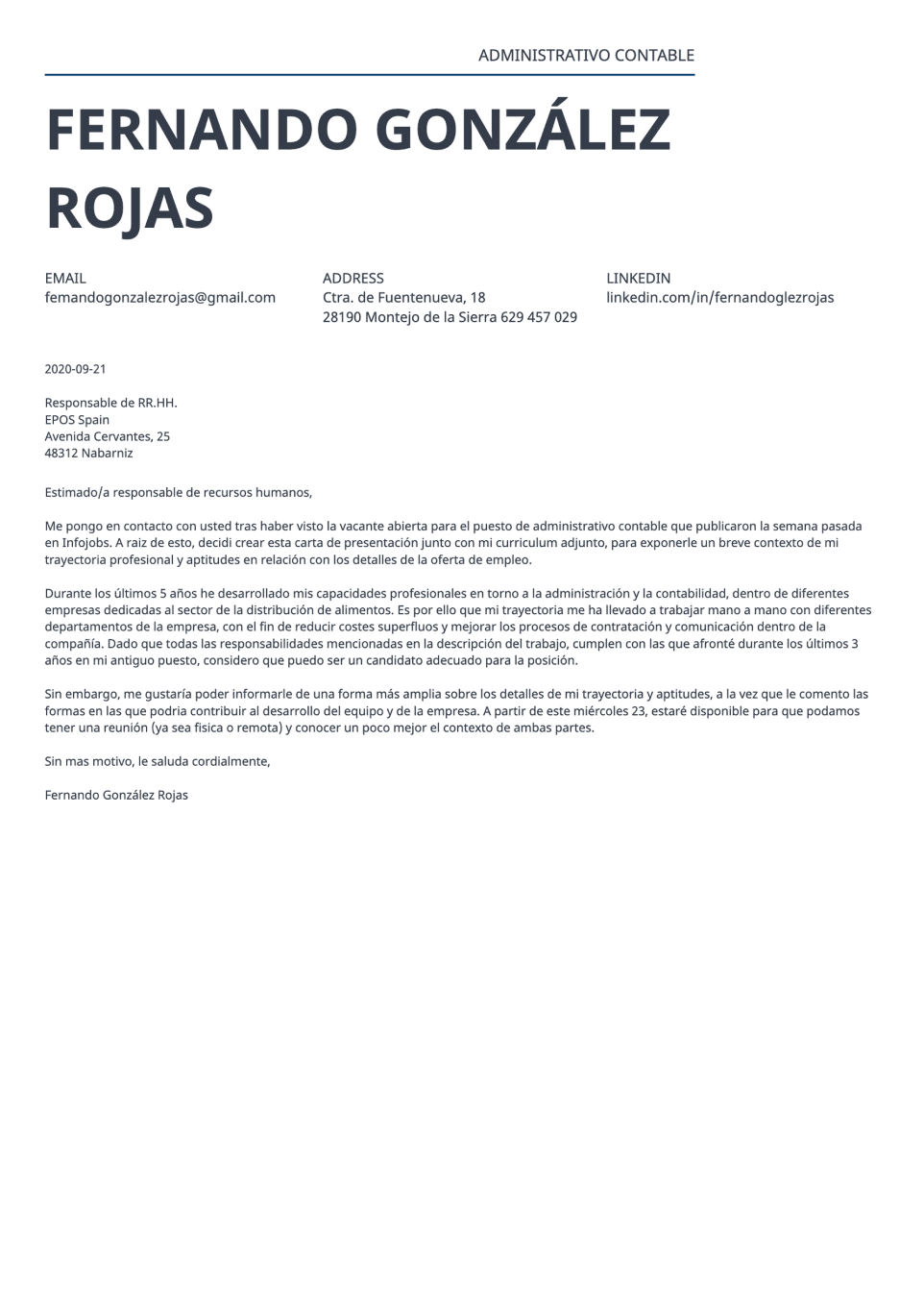 Carta de presentación classic
