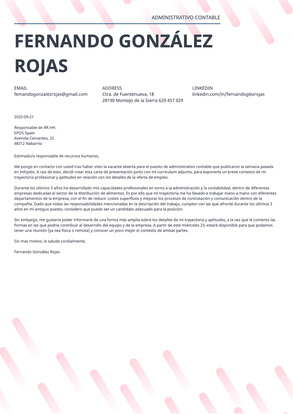 Carta de presentación Dynamic