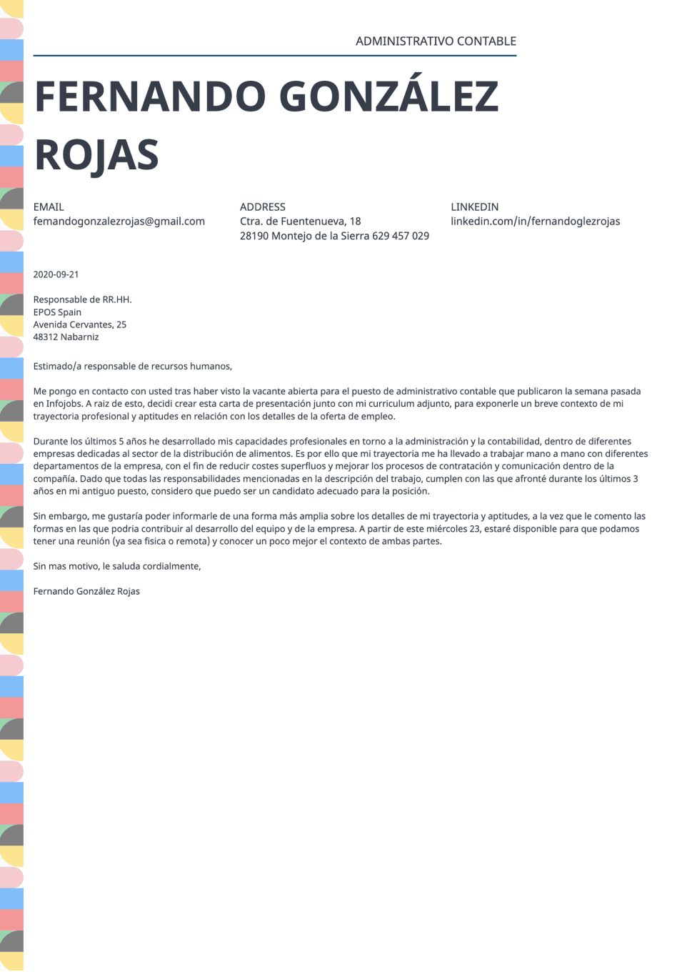 Carta de presentación Profile