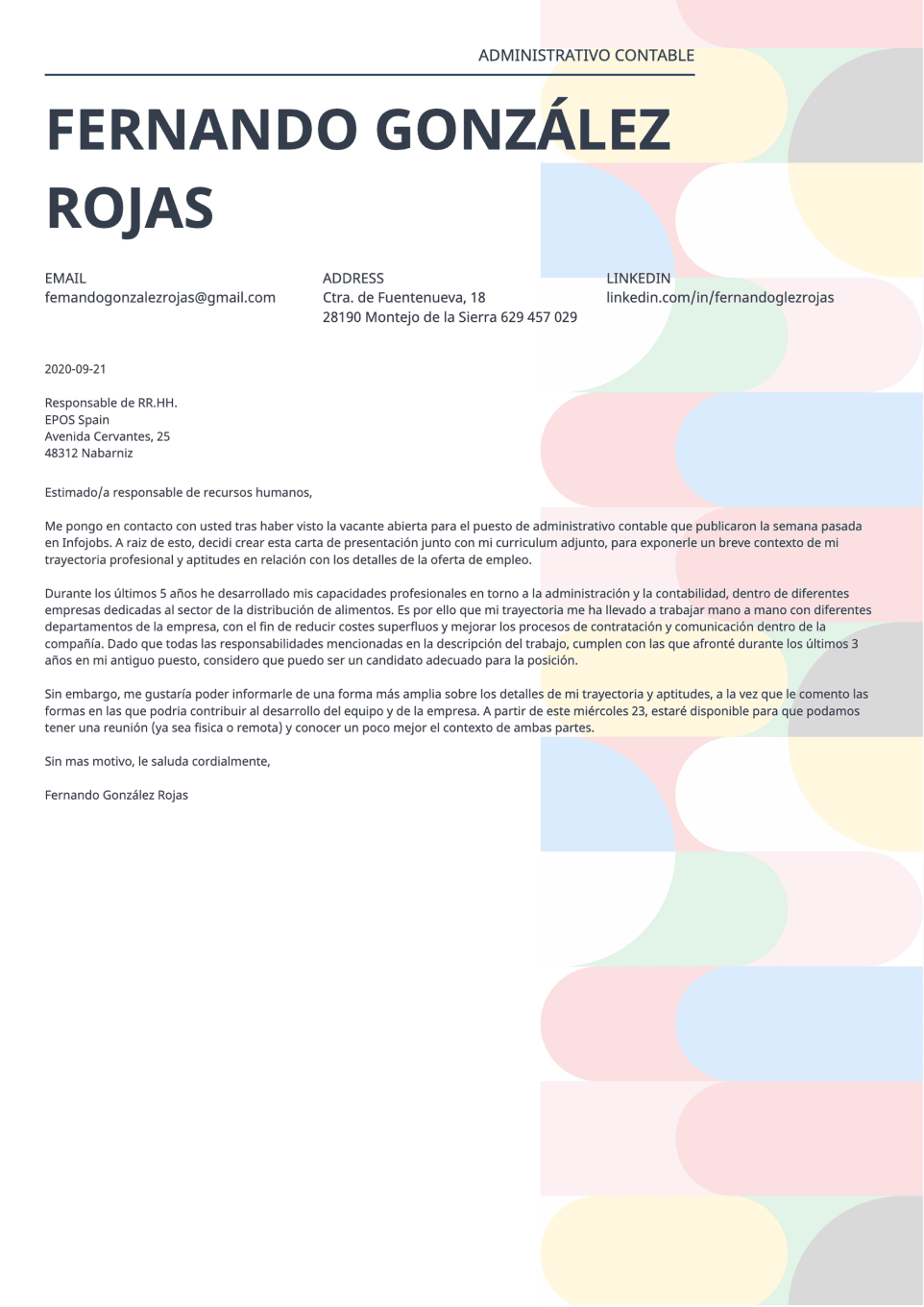Carta de presentación Spectra