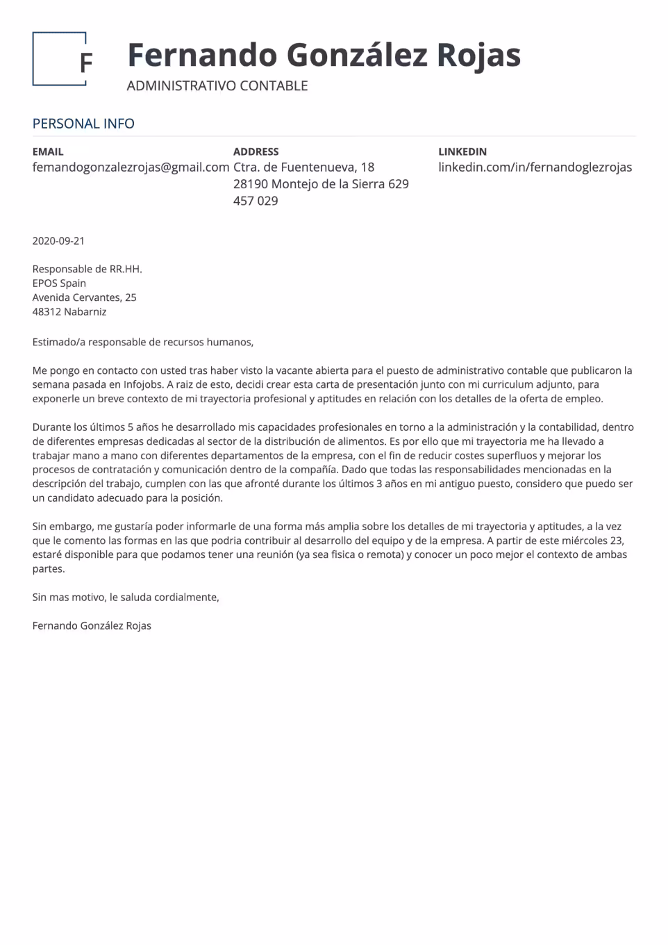 Carta de presentación squares