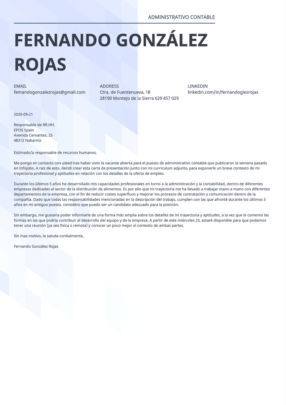 Carta de presentación Synergy
