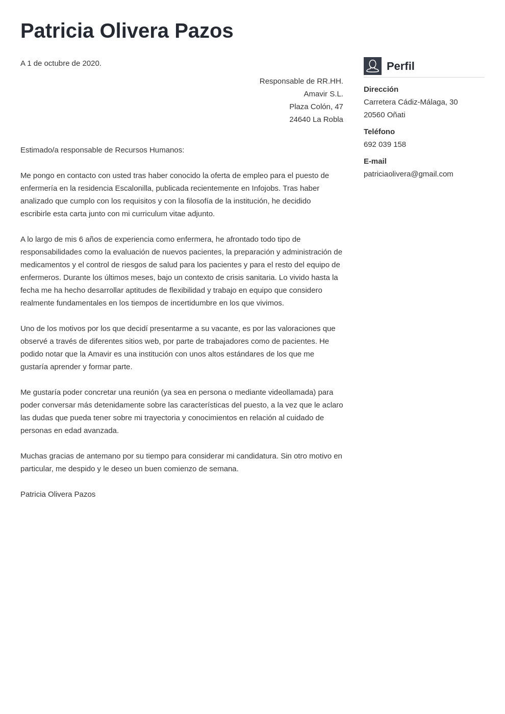 Carta De Presentación Para Auxiliar De Enfermería Ejemplo 7363