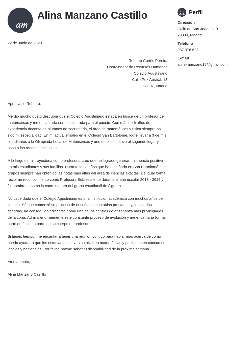Carta editable del Profesor al estudiante - Vuelta al Colegio