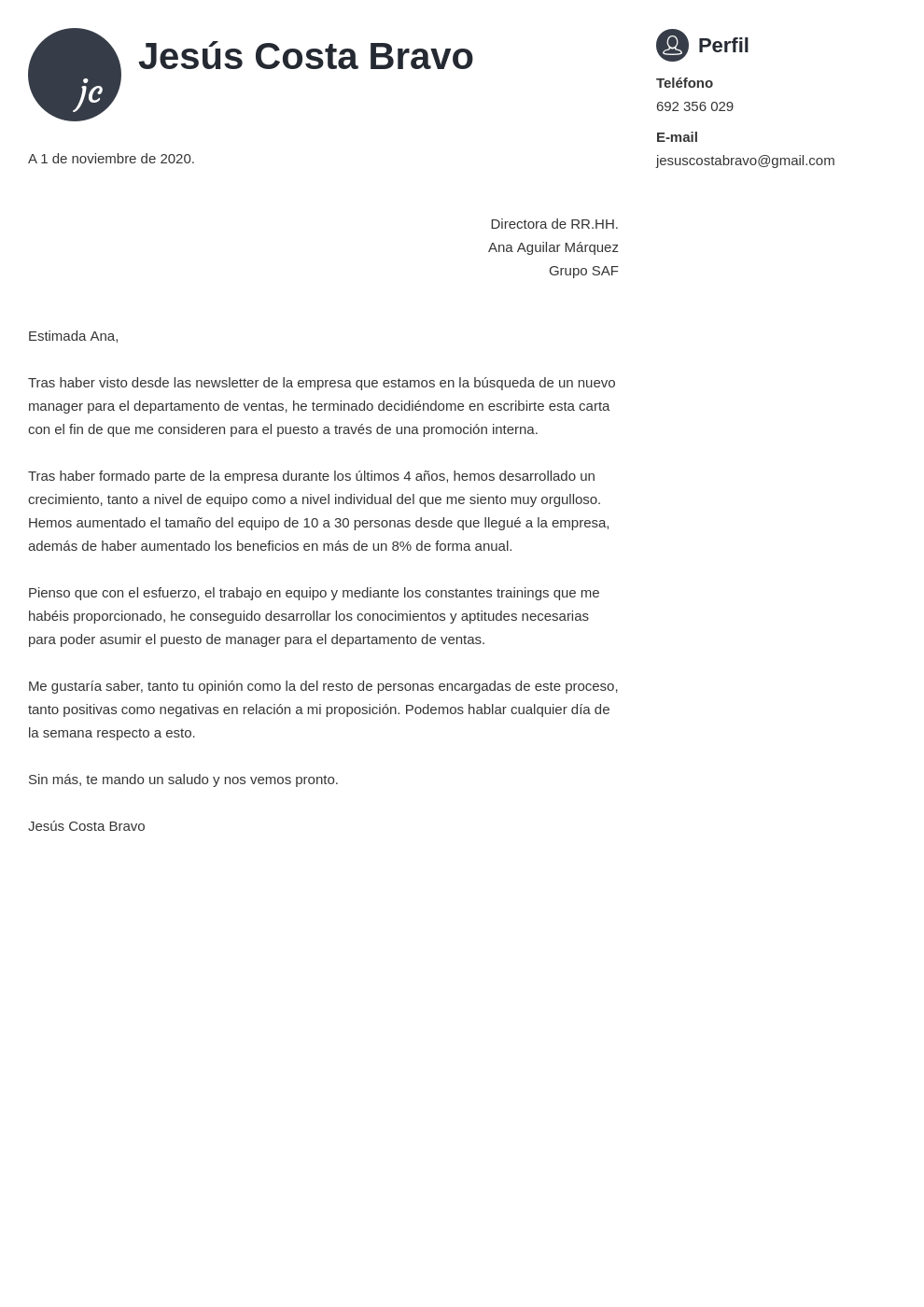 Ejemplo De Una Carta De Presentacion