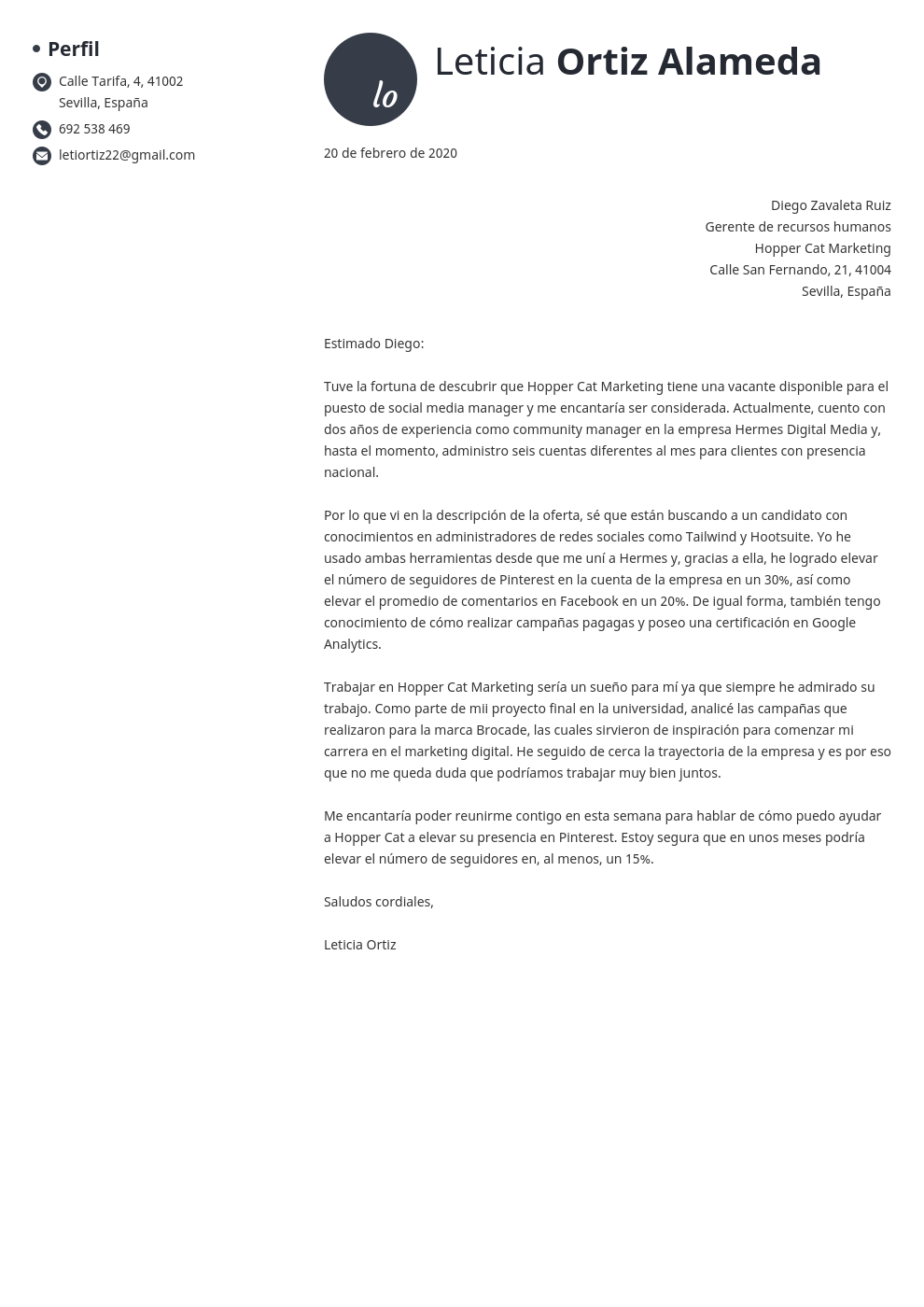 Carta De Presentación Para Responder Una Oferta O Anuncio