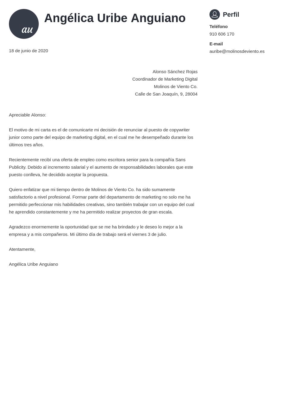 Carta de Renuncia Laboral Voluntaria Modelo y Ejemplo