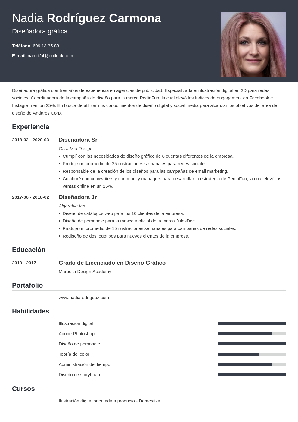 Curr Culum De Dise Ador Gr Fico Gu A Con Modelo De Cv