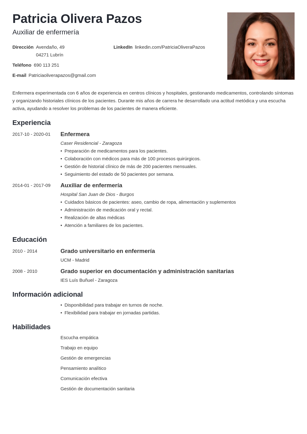 Currículum De Enfermera Profesional Ejemplo Y Guía 2024