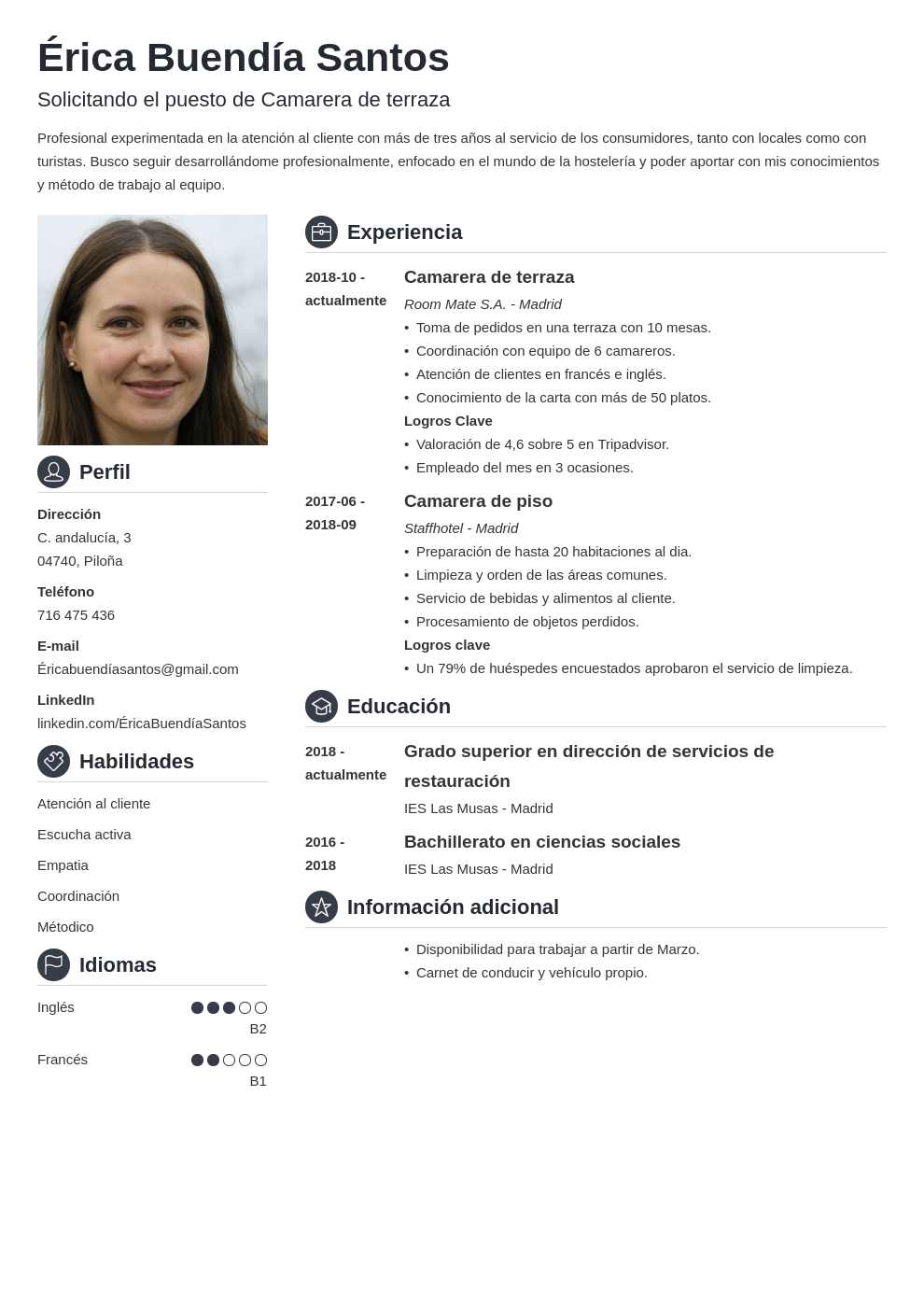 Curriculum Vitae Para Hostelería Guía Ejemplos Plantillas