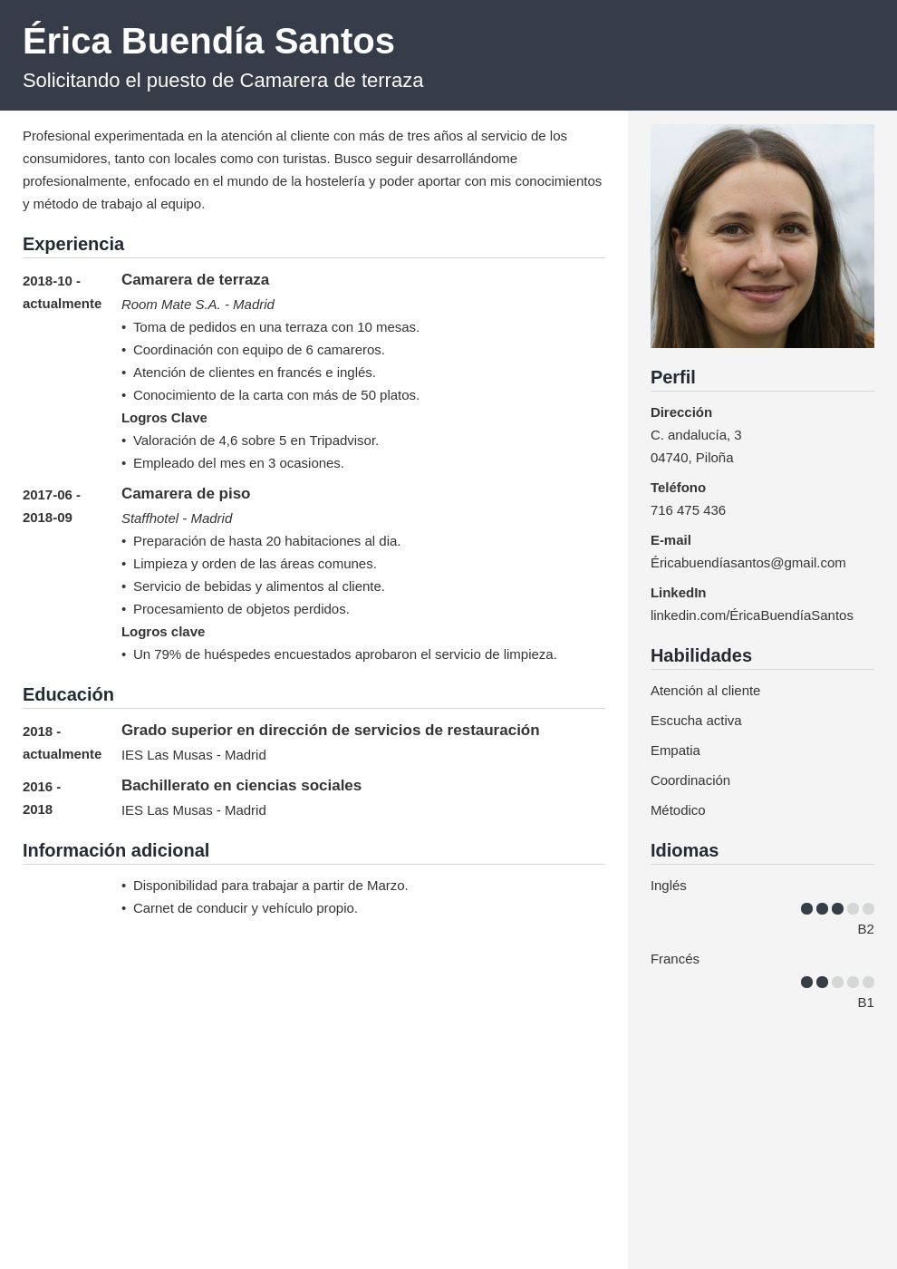 Curriculum Vitae para Hostelería: Guía + Ejemplos + Plantillas