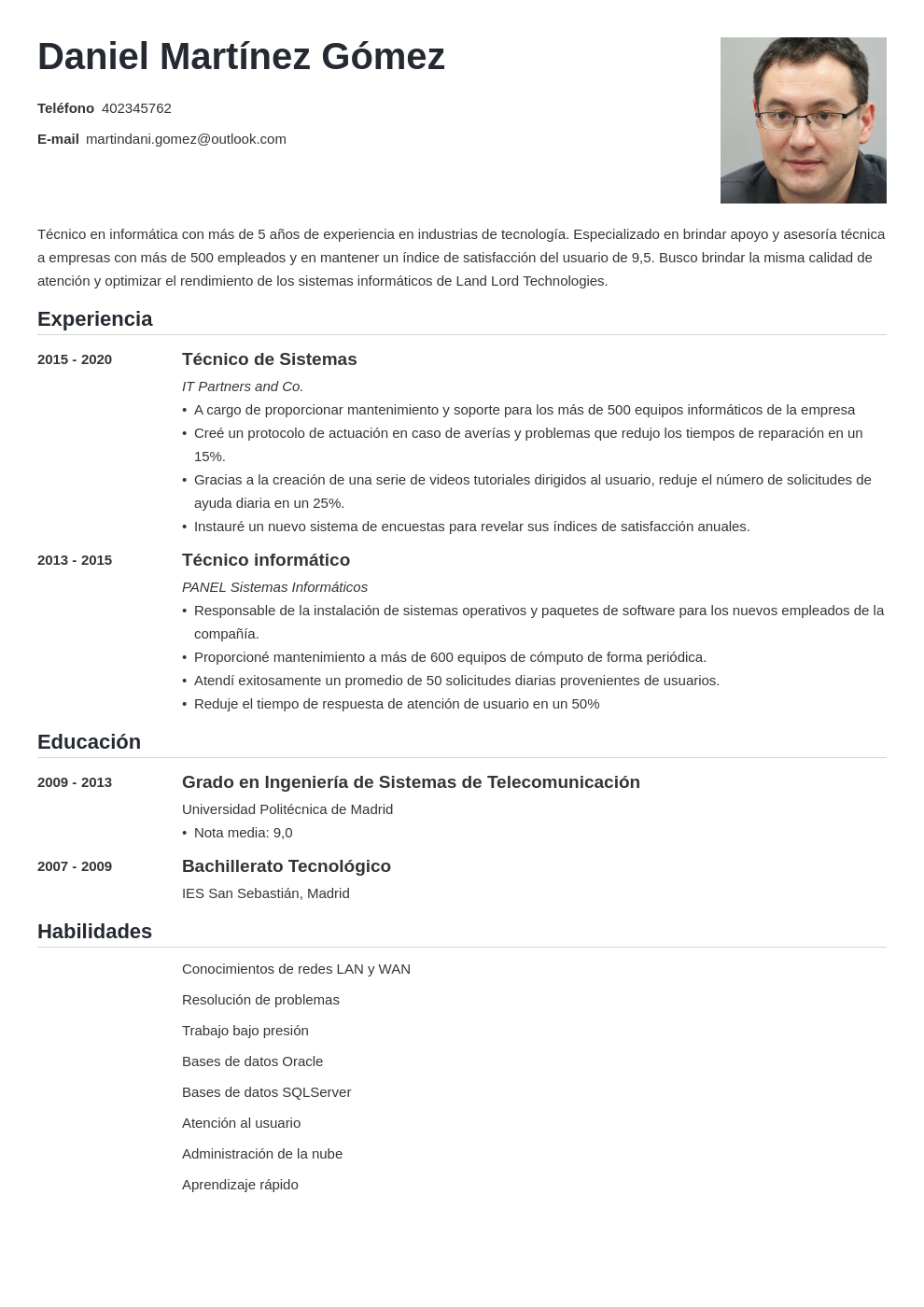 Curriculum Vitae de Informático: Ejemplos, Guía y Plantillas