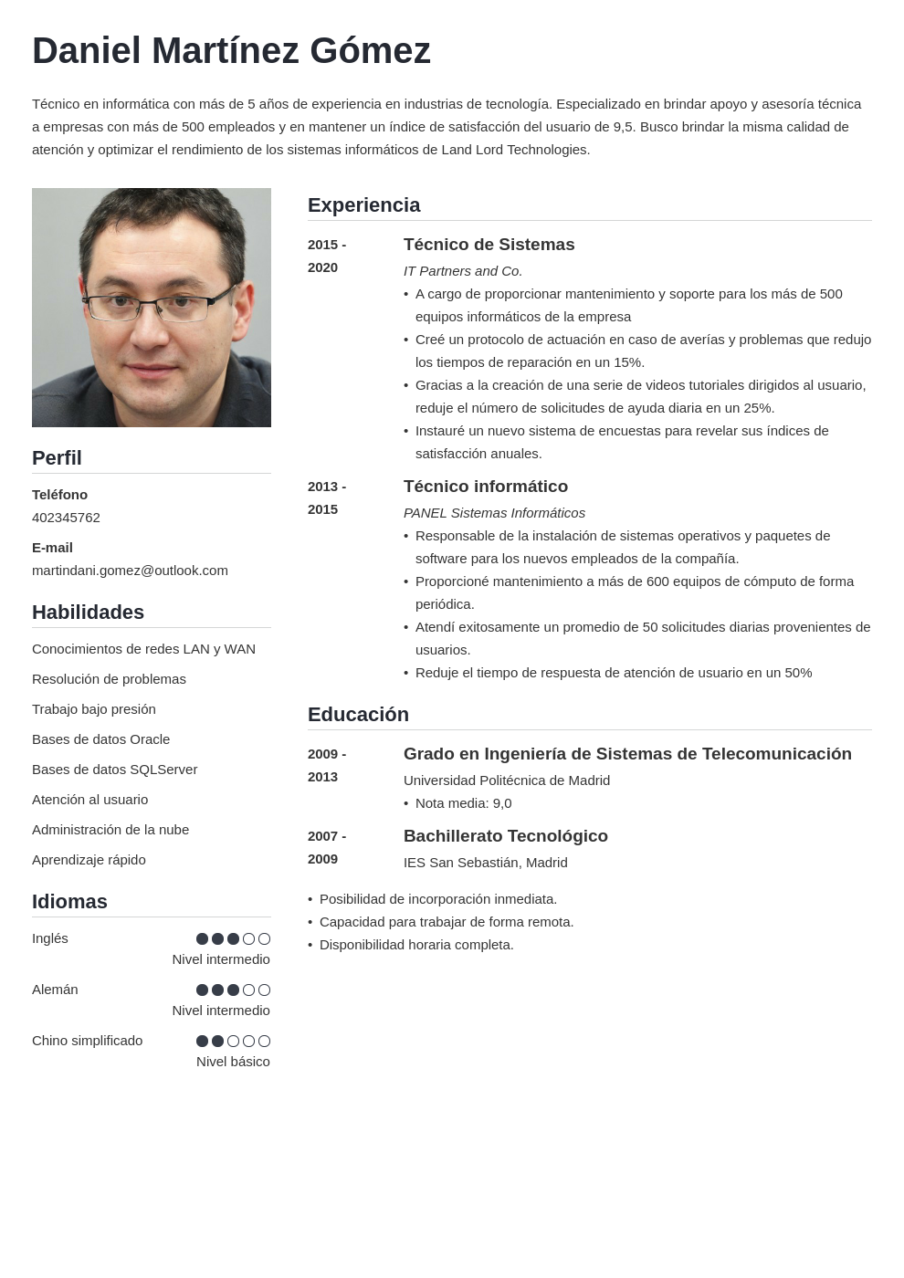 Curriculum Vitae de Informático: Ejemplos, Guía y Plantillas