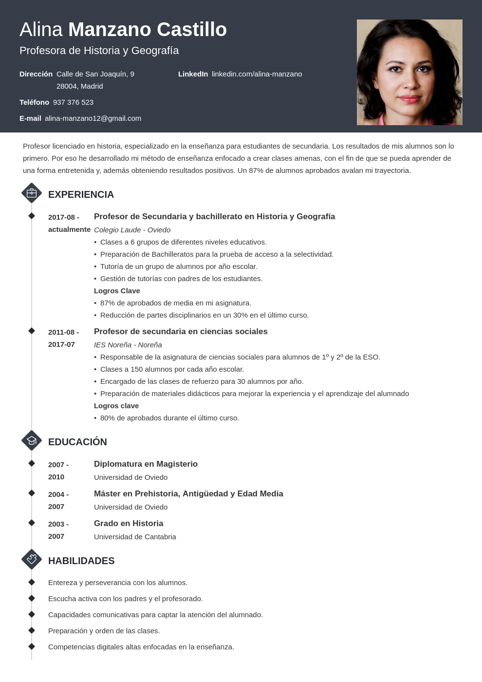 Curriculum Profesional para Profesor: Plantillas + Ejemplos