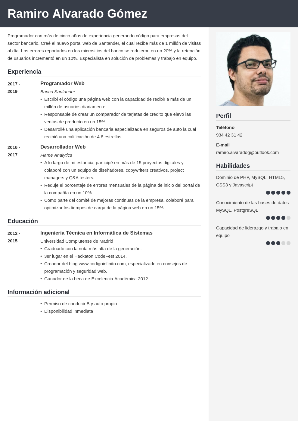 Curr Culum De Programador Ejemplo Y Consejos Para Tu Cv