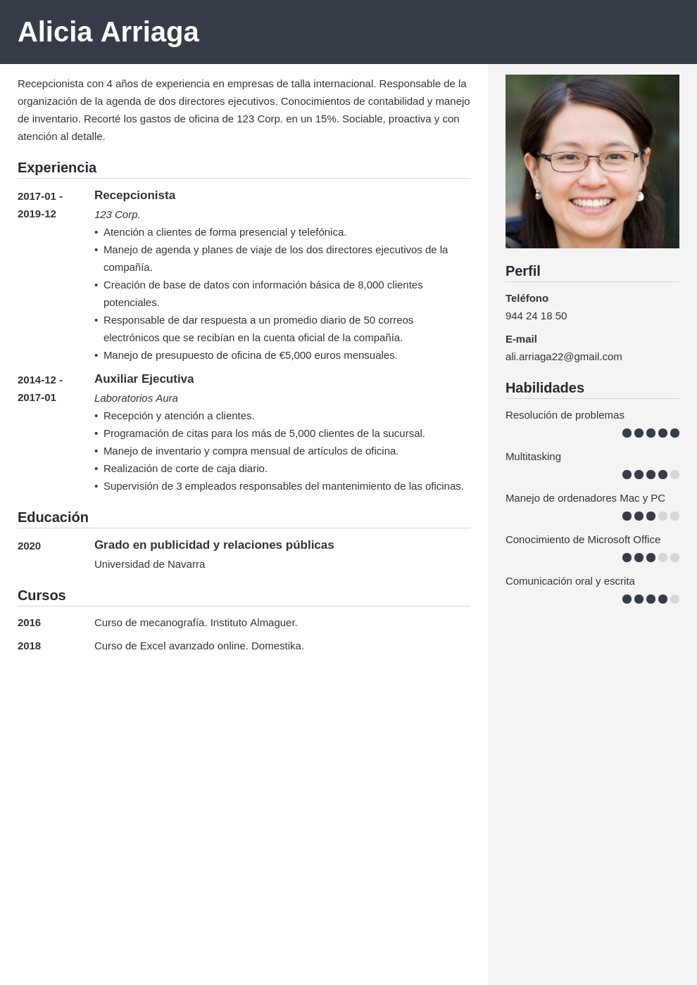 Curr Culum De Recepcionista Ejemplos Y Gu A De Cv