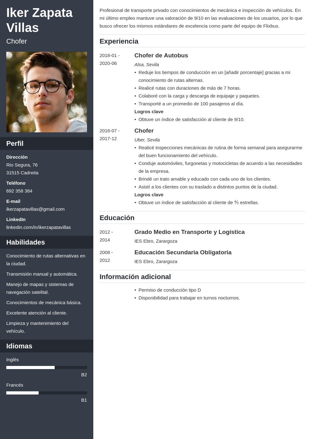 Ejemplos De Curr 237 Culum Vitae Riset