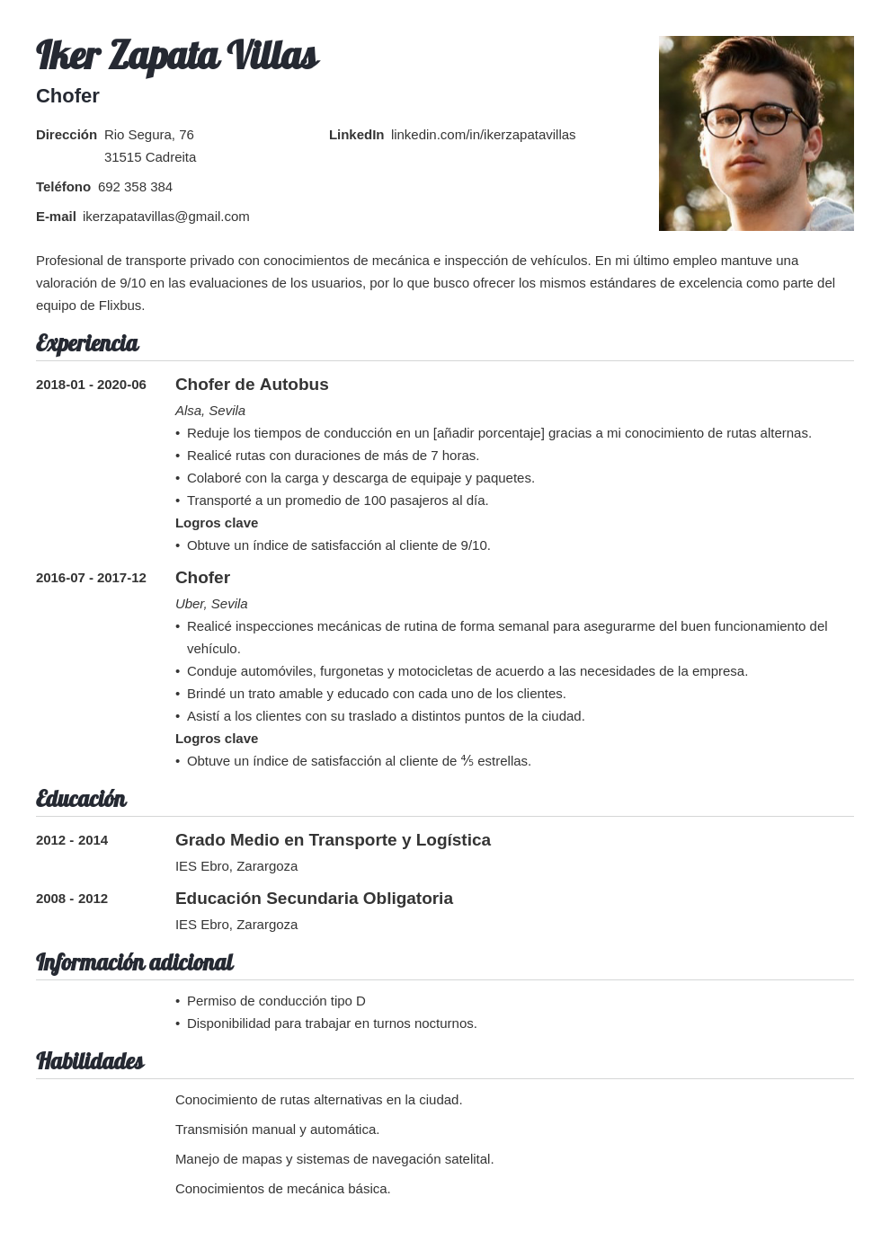 Curriculum Vitae Simple para Completar e Imprimir Modelos de Currículum