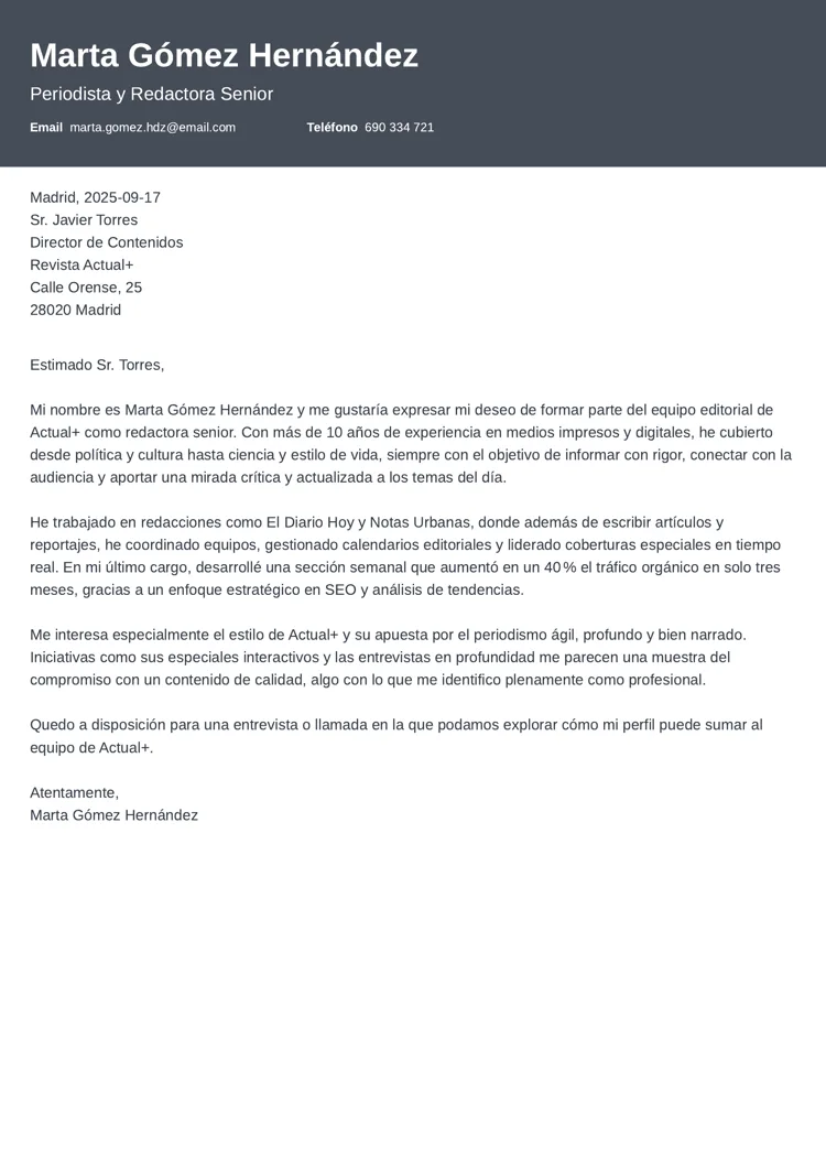 Carta de presentación de empresa Influx