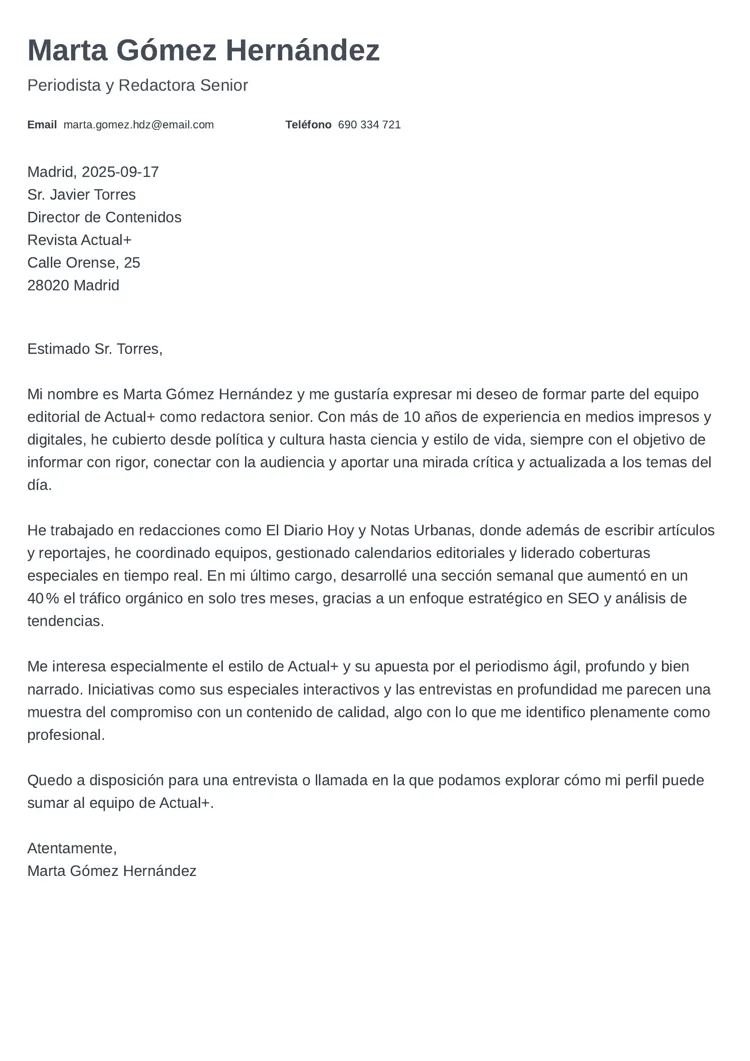 Carta de presentación de empresa Minimo