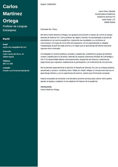 Editar esta carta de presentación de una empresa