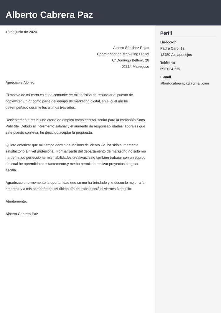 Carta De Renuncia Voluntaria Simple