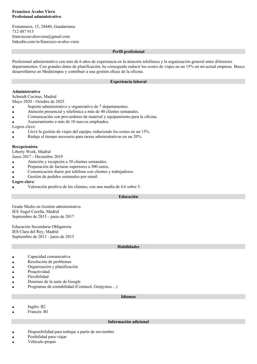 ejemplo de cómo hacer un currículum