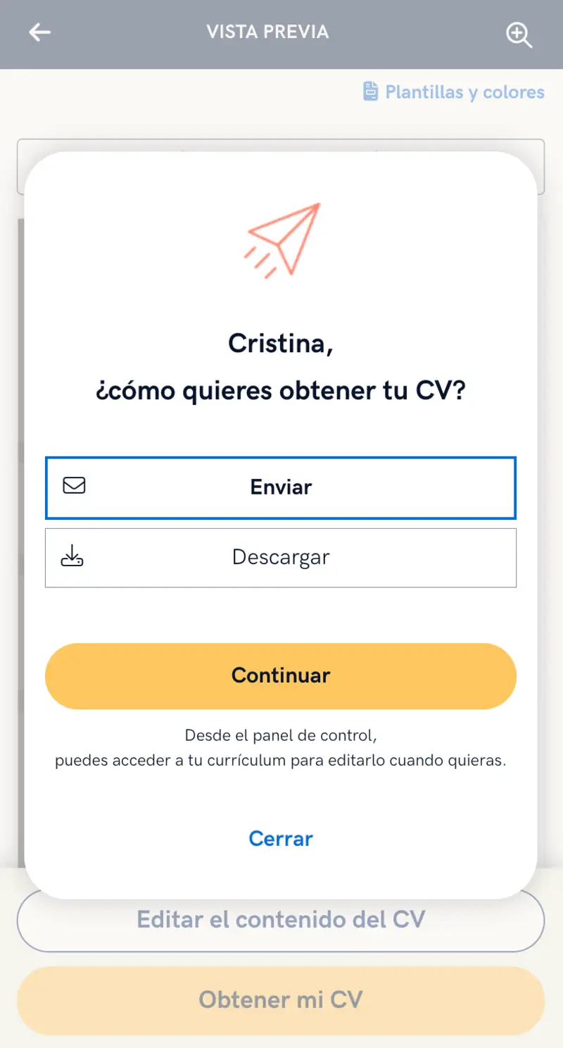 Puntuación al hacer una hoja de vida en el celular