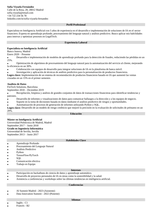 ejemplo de currículum con chatgpt