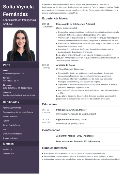 ejemplo de currículum con chatgpt