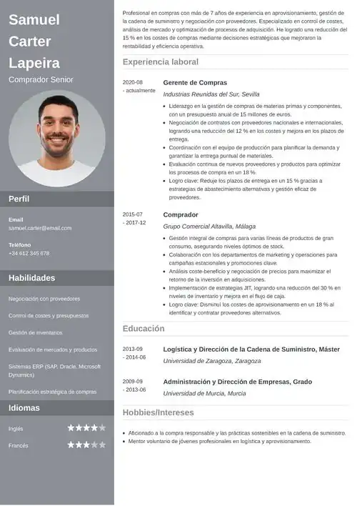 ejemplo de currículum de comprador