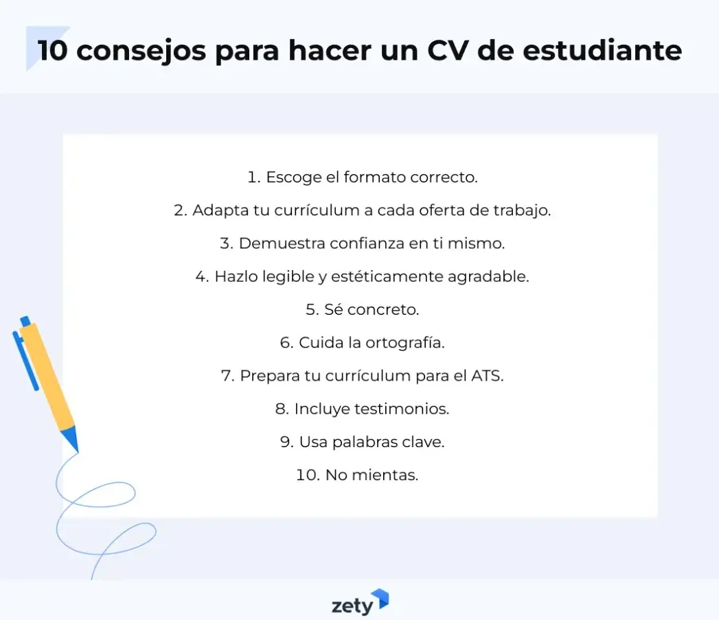 10 consejos para hacer un CV de estudiante