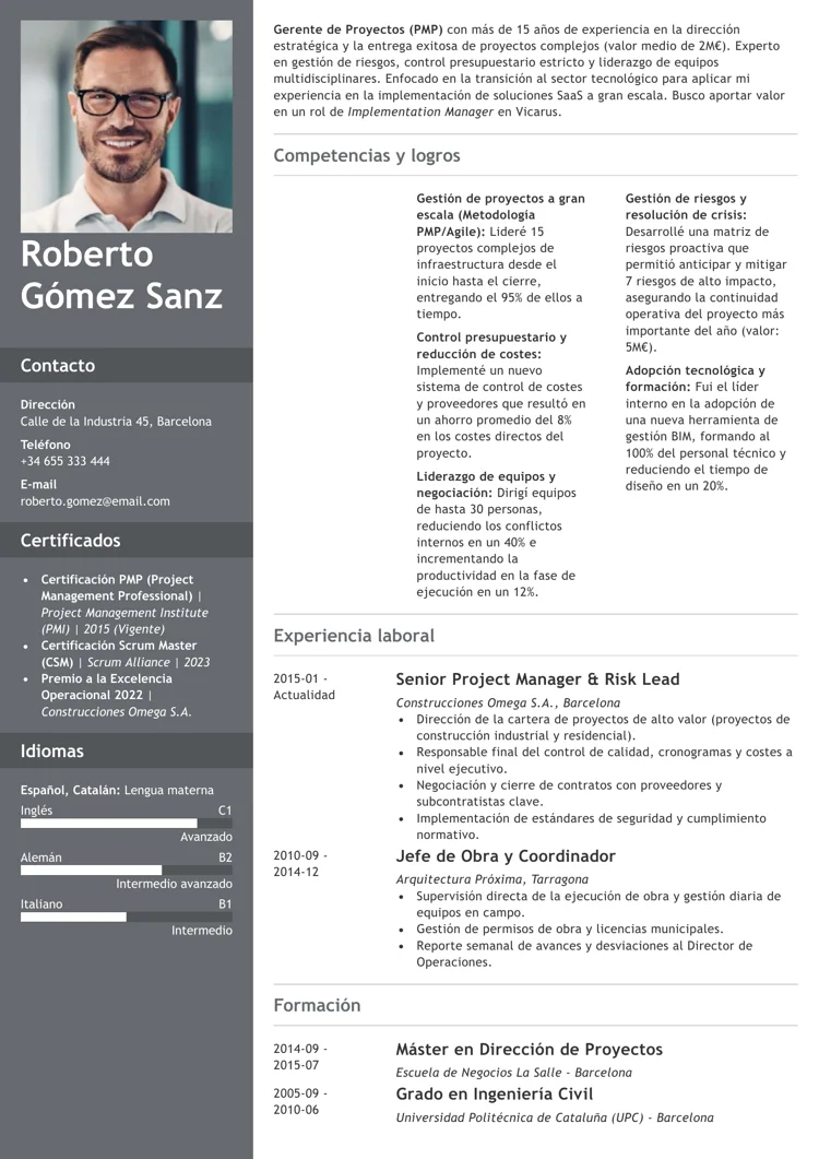 plantilla de currículum mixto Cascade