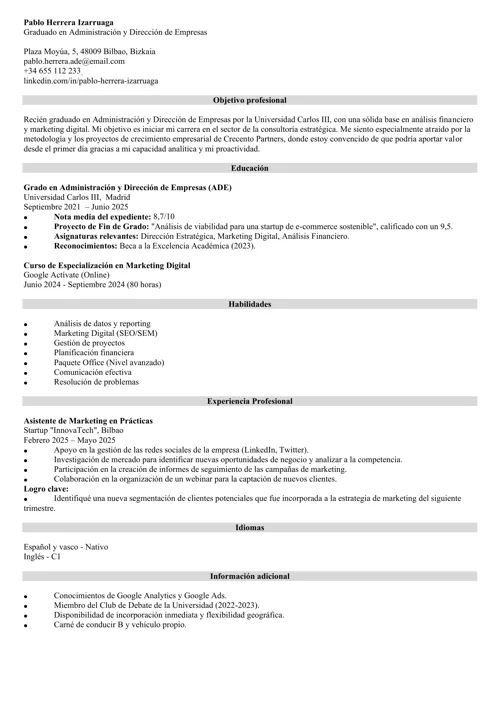 curriculum primer empleo