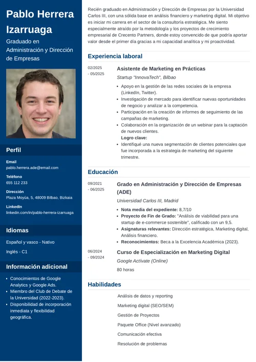 curriculum primer empleo