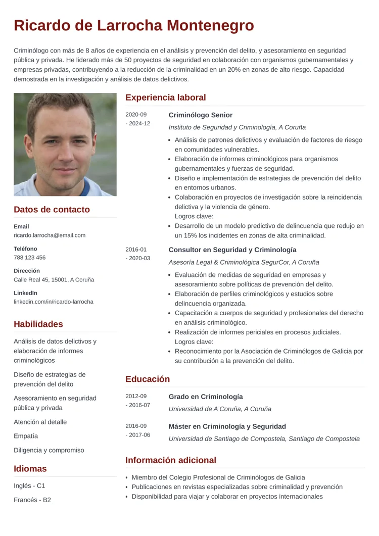 plantilla de currículum profesional simple