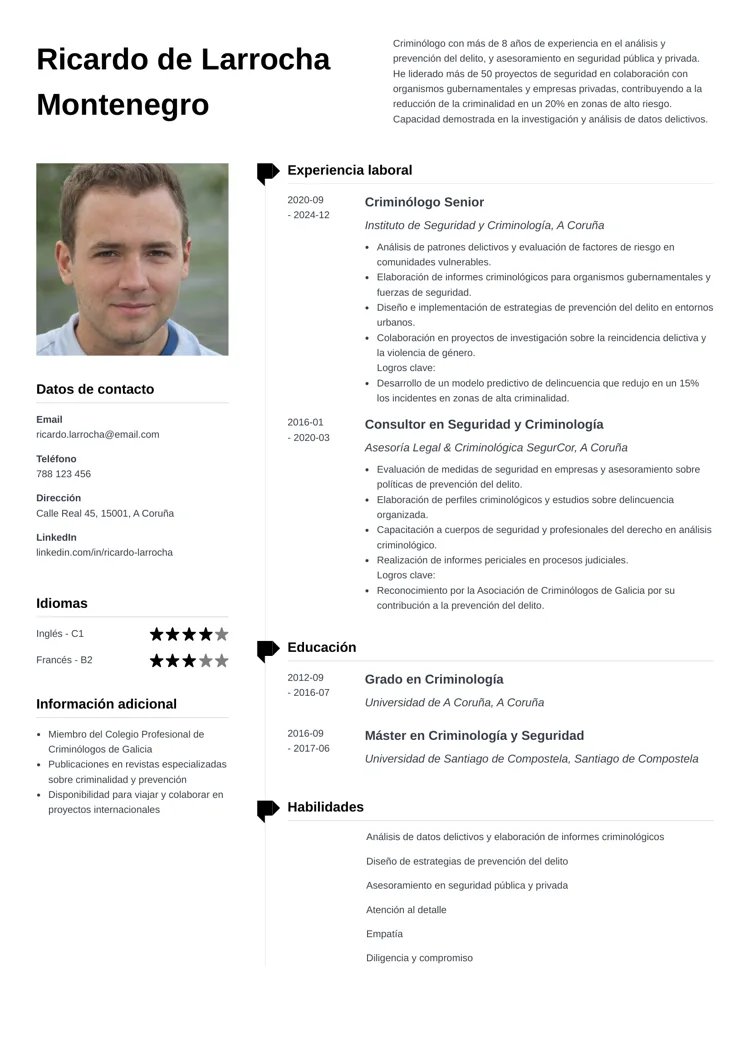 plantilla de currículum profesional muse