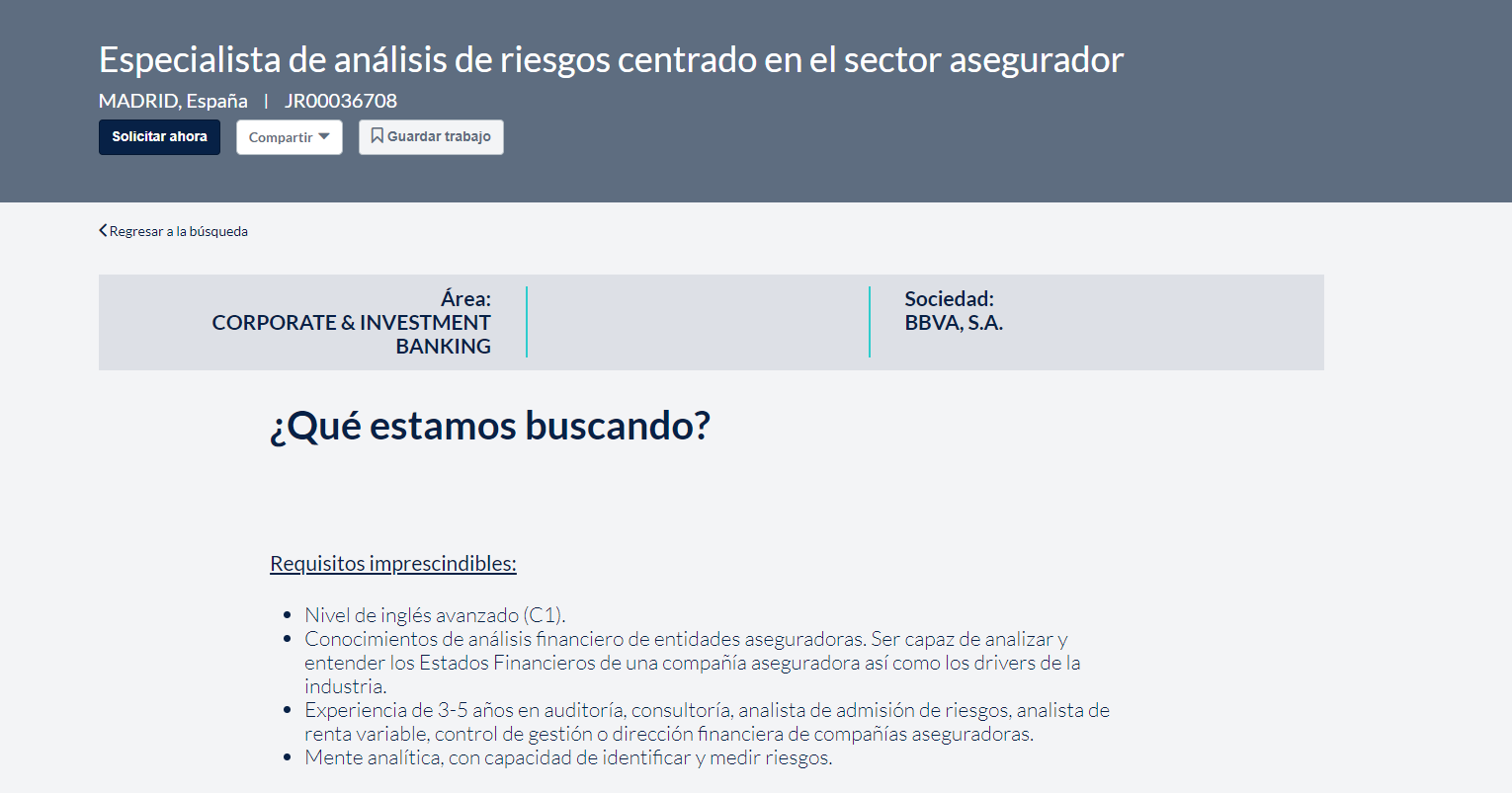 oferta de trabajo BBVA