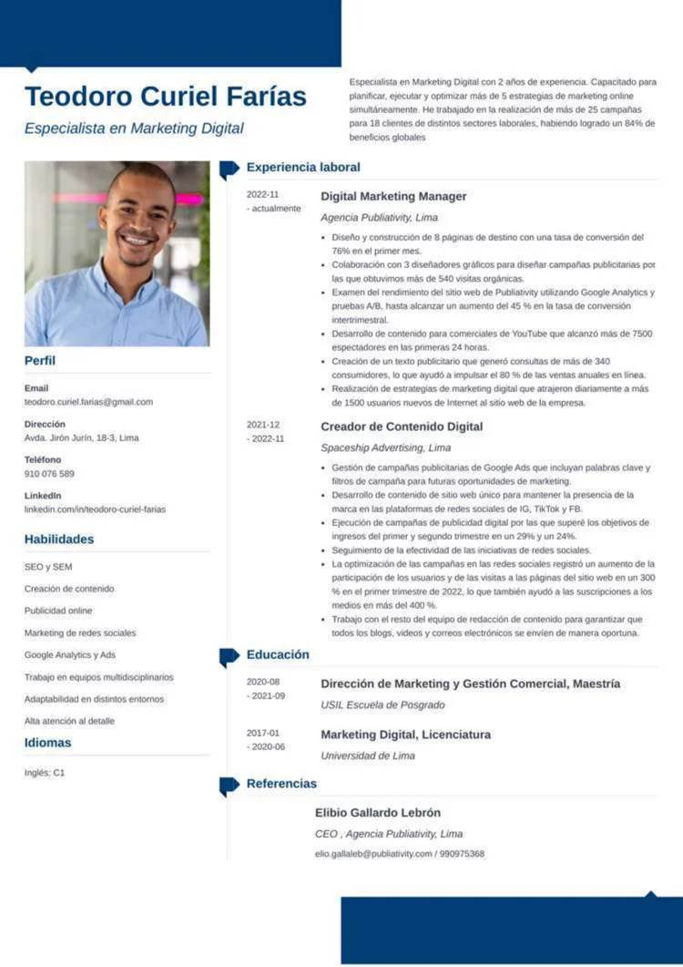plantilla de CV para Perú Modern