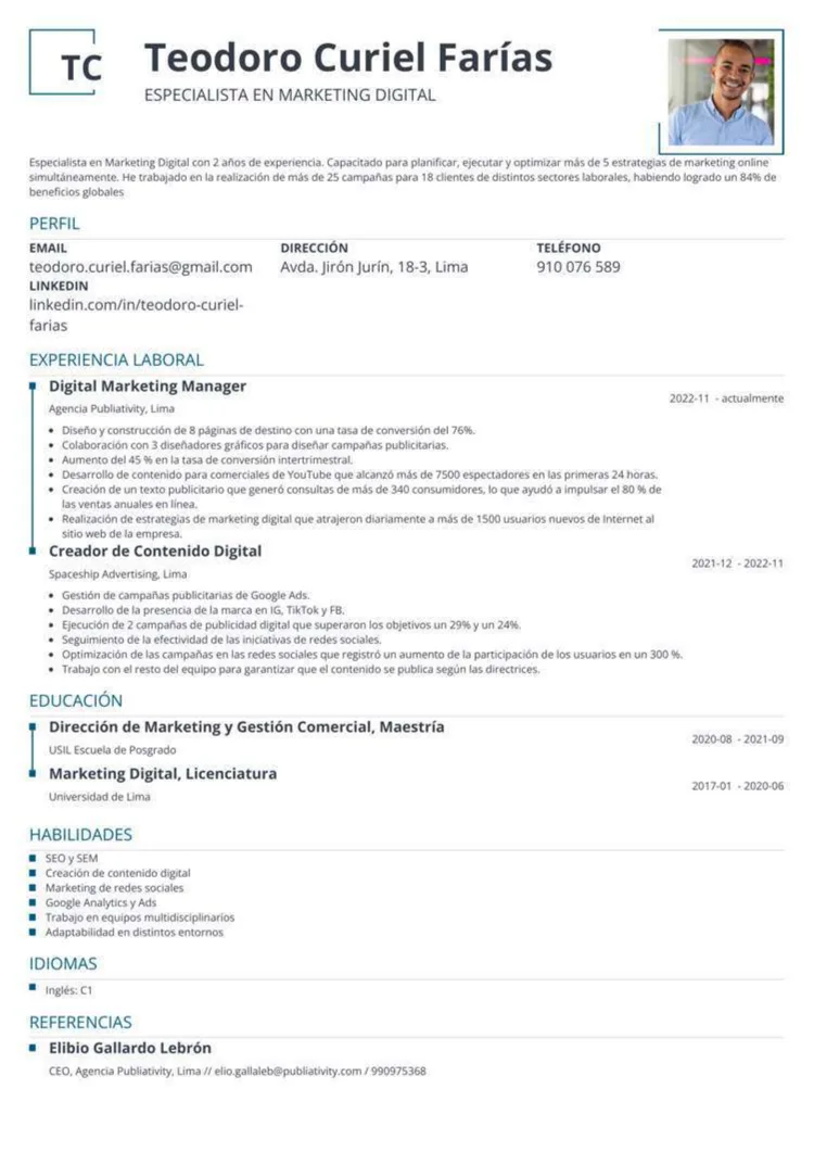 plantilla de CV para Perú Squares