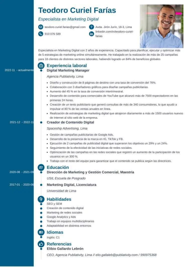 plantilla de CV para Perú Concept