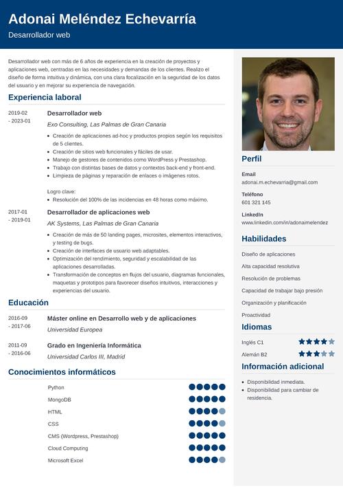 Ejemplo de CV para un currículum web