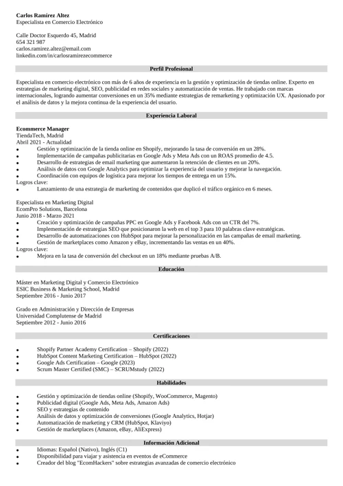 ejemplo de curriculum con certificaciones
