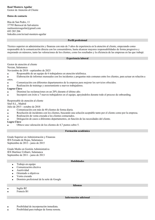 ejemplo de estructura de un currículum