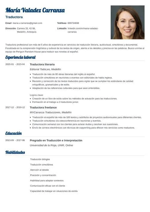 Modelo de hoja de vida con tipografía alternativa