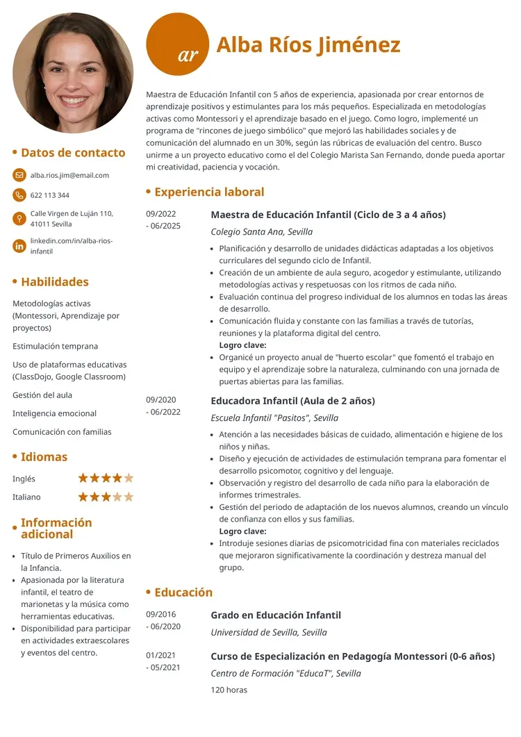 ejemplo de un CV con iconos para el artículos ideas para el currículum