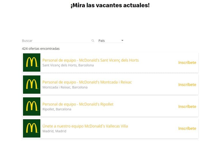 Listado de vacantes - McDonald's currículum