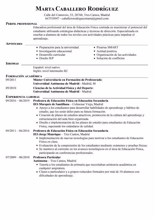 Plantilla de currículum 'Ejecutivo' de miCVideal